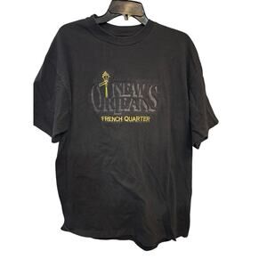 Hanes Vintage New Orleans French Quarter Embroidered Single Stitch T Shirt Large